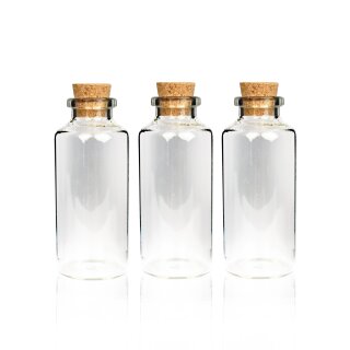Fläschchen Glas mit Korken Set, (30ml) 7cm - 3er Pack