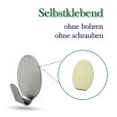 Wandhaken Edelstahl selbstklebend, Oval - 12er Set