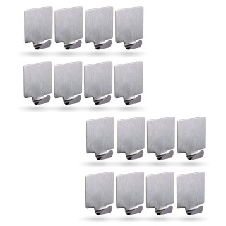 Wandhaken Edelstahl, selbstklebend, Quadrat - 16er Set