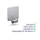 Wandhaken Edelstahl, selbstklebend, Quadrat - 16er Set