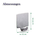 Wandhaken Edelstahl, selbstklebend, Quadrat - 16er Set