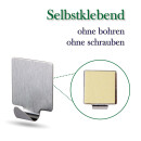 Wandhaken Edelstahl, selbstklebend, Quadrat - 16er Set
