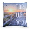 Outdoor Kissen mit Strandmotiv - Meer geht immer - 2 Stück (2er Pack)