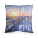 Outdoor Kissen mit Strandmotiv - Meer geht immer - 2 Stück (2er Pack)