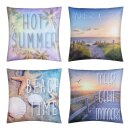 Outdoor Kissen mit Strandmotiv - Meer geht immer - 2 Stück (2er Pack)