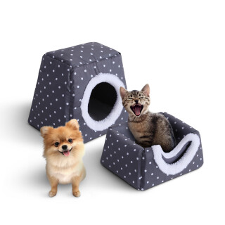 Katzenbett 2in1 Katzenhöhle inkl. Antirutsch-Unterseite 38x29x33cm  Dunkelgrau