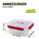 Frischhaltebox 0,9L - Lunchbox im Set Rot - 1er Pack (1 Stück)
