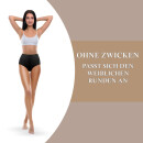 Damen Baumwoll Hüftslip 5er bedruckt oder bestickt M - 3XL M / 40-42 Uni (3x Schwarz, 2 x Beige)