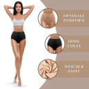 Damen Baumwoll Hüftslip 5er bedruckt oder bestickt M - 3XL M / 40-42 Uni (3x Schwarz, 2 x Beige)