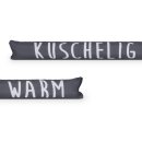 Zugluftstopper mit Spruch 95cm x Ø12cm Anthrazit (Kuschelig)