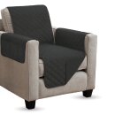 Sesselschoner 190x165cm gesteppte Sesselauflage mit Armlehnen und Taschen in Schwarz