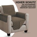 Sesselschoner 190x165cm gesteppte Sesselauflage mit Armlehnen und Taschen in Braun