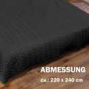 Bett- und Sofaüberwurf - Tagesdecke - 220cm x 240cm - Schwarz