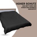 Bett- und Sofaüberwurf - Tagesdecke - 220cm x 240cm - Schwarz