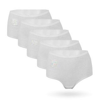 Damen Hüftslip 5er Pack - weiß / bestickt - XXL / 52-54