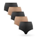 Damen Hüftslip 5er Pack - Schwarz / Beige 3XL / 56-58