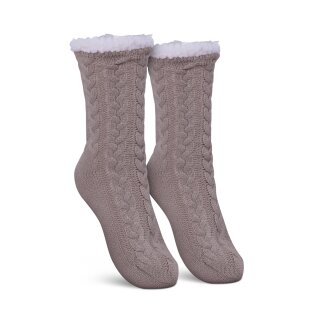 Hüttensocken "Zopfmuster" - Beige - 36-42 - (1 Paar)