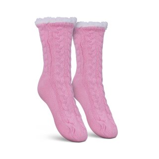 Hüttensocken "Zopfmuster" - Rosa - 36-42 - (1 Paar)