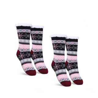 Hüttensocken "Schneeflocke" Gr. 36-42 Schwarz 2 Paar