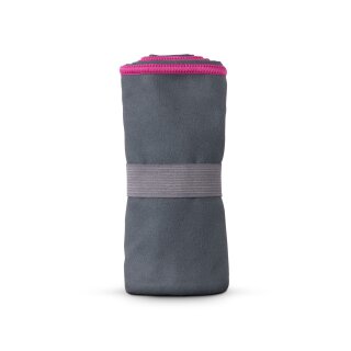 Sporttuch gerollt "grau" farbige Biese 40x80cm - Pink