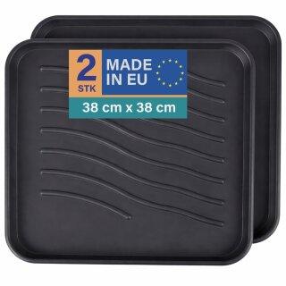 Schuhabtropfschale für 1–2 Paar Schuhe Kunststoff Schwarz 38x38cm 2er-Set