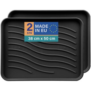 Schuhabtropfschale für 2-3 Paar Schuhe Kunststoff Schwarz 50x38cm 2er-Set
