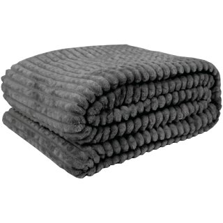 Kuscheldecke Jacquard Flanell Anthrazit 130x170 cm
