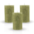 Stumpenkerzen Rustikal (3er Pack) Olive Ø7cm x 12cm