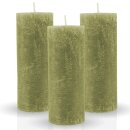 Stumpenkerzen Rustikal (3er Pack) Olive Ø7cm x 18cm