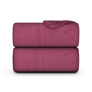 Kuscheldecke 150x200cm "Cashmere Soft-Touch" - Popcorn 150x200cm Weinrot