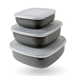 Vorratsdosen 9er Set "Eckig" Grau (3 x 3er)