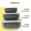 Vorratsdosen 9er Set "Eckig" Grau (3 x 3er)