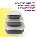 Vorratsdosen 9er Set "Eckig" Grau (3 x 3er)