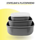 Vorratsdosen 9er Set "Eckig" Grau (3 x 3er)