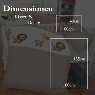 Kinderbettwäsche 2-teilig Baumwolle 100x135/40x60cm Löwe & Giraffe