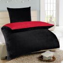 Wende-Bettwäsche 2-teilig "Cashmere Touch" 135x200/80x80cm Rot/Schwarz