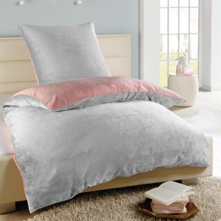 Wende-Bettwäsche 2-teilig "Cashmere Touch" 135x200/80x80cm Silber/Rose
