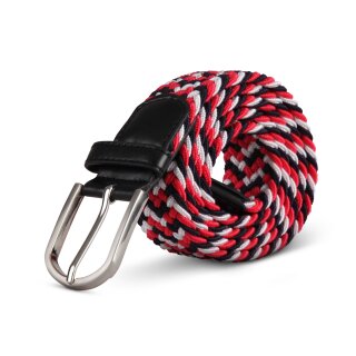 Stretchgürtel geflochten aus Stoff "Stretch" Unisex Rot/Blau/Weiß 85cm