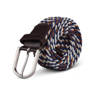 Stretchgürtel aus Stoff stufenlos Beige/Blau/Braun 85cm