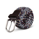 Stretchgürtel aus Stoff stufenlos Beige/Blau/Braun 85cm