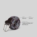 Stretchgürtel aus Stoff stufenlos Beige/Blau/Braun 85cm