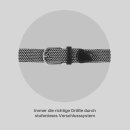 Stretchgürtel aus Stoff stufenlos Schwarz & Weiß 105cm