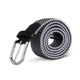 Stretchgürtel aus Stoff stufenlos Weiß & Schwarz 105cm