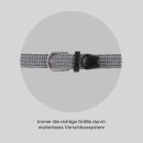 Stretchgürtel aus Stoff stufenlos Weiß & Schwarz 105cm