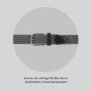 Stretchgürtel geflochten aus Stoff "Stretch" Unisex Schwarz & Grau 125cm