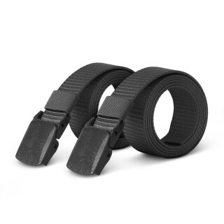 Stoffgürtel "mit abnehmbarer Schnalle" - 2er Pack 130 x 3,8cm - Schwarz