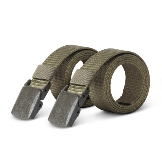 Stoffgürtel "mit abnehmbarer Schnalle" - 2er Pack 130 x 3,8cm - Olivgrün