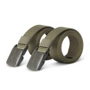 Stoffgürtel "mit abnehmbarer Schnalle" - 2er Pack 130 x 3,8cm - Olivgrün