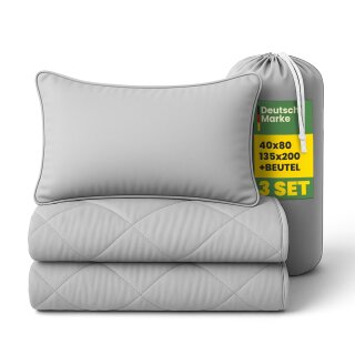 Reise Bettenset 2-tlg. inkl. Beutel Hellgrau