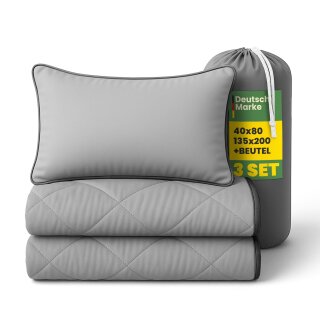 Reise Bettenset 2-tlg. inkl. Beutel Anthrazit/Hellgrau